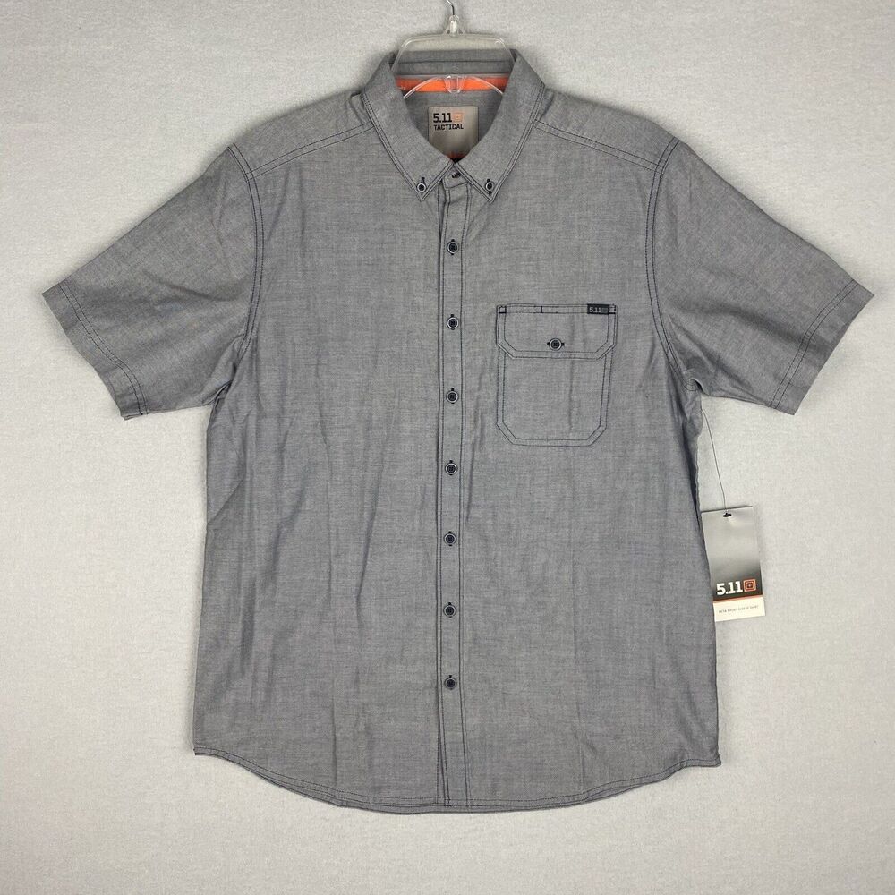 5.11 Tactical Men’s Beta Short-Sleeve Shirt 71389 Gray Size Small Button Shirt